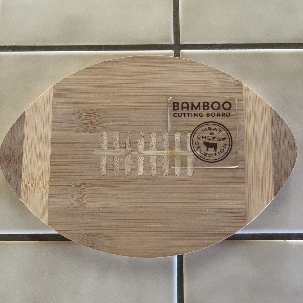 Football Shaped Charcuterie Bamboo Cutting Board Eco-Friendly 9 1/4